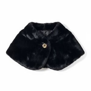 Christian Lacroix Black Faux Fur Capelet with Gold Details